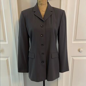Banana Republic Gray Tailored Blazer with Notched Lapels and Structured Fabric